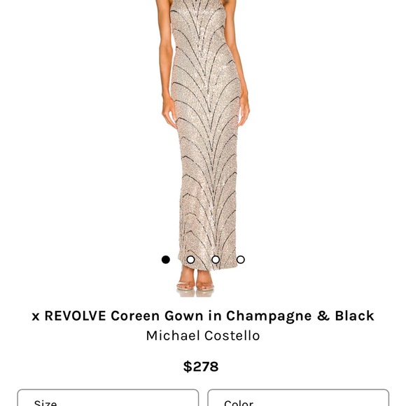 x Revolve Coreen Gown in Champagne and Black by Michael Costello XS - Picture 3 of 5
